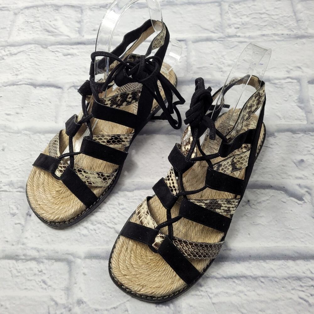 Paul Andrew Black Tempest Suede & Snakeskin Gladiator Espadrilles size 6 - Picture 6 of 11